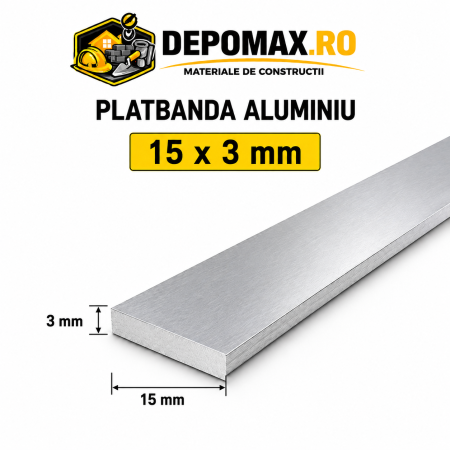 Platbanda aluminiu 15 x 3 mm, 6 metri (EN-AW 6060)